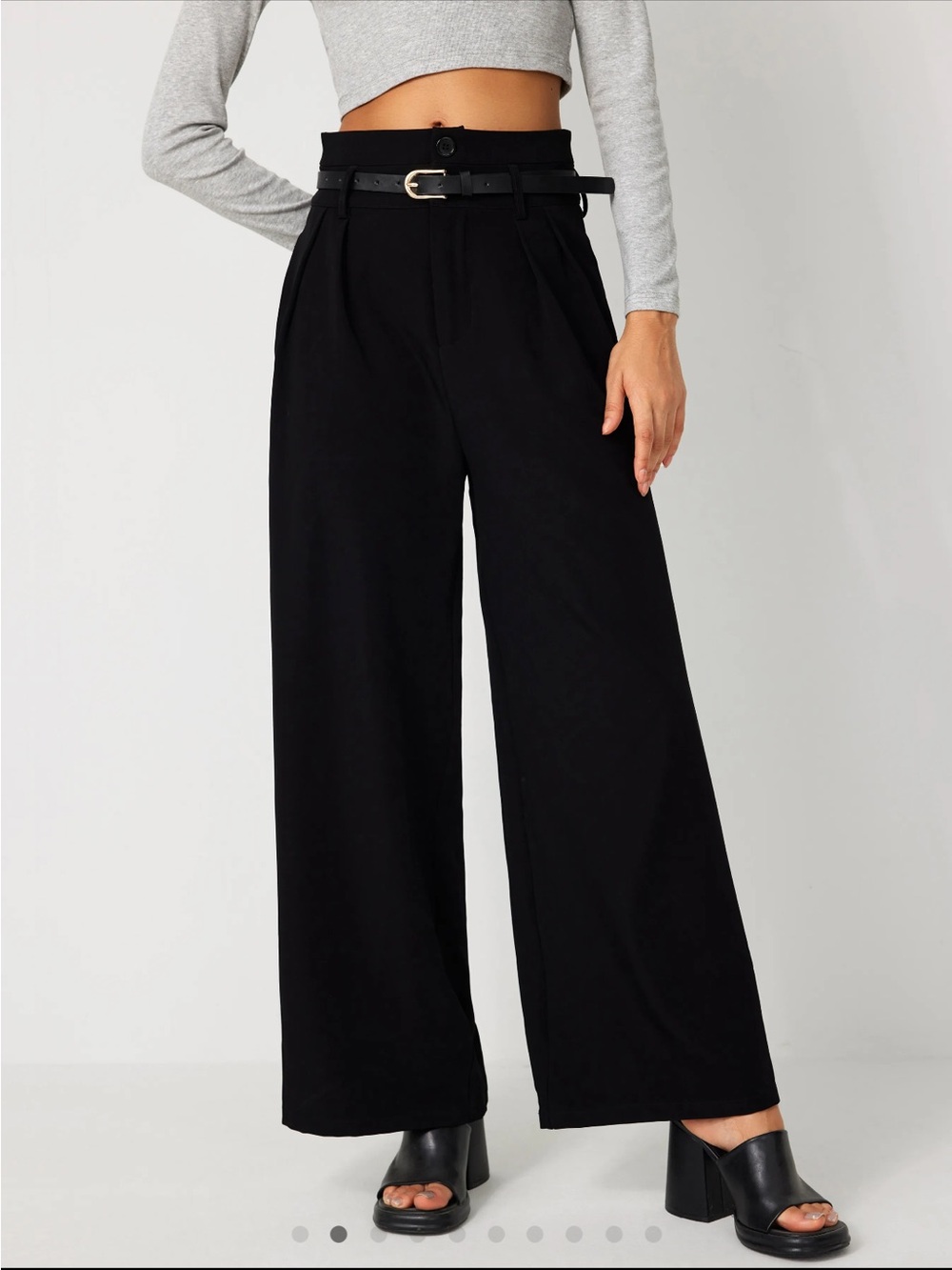 Cider Black High-Waist Wide-Leg Pants